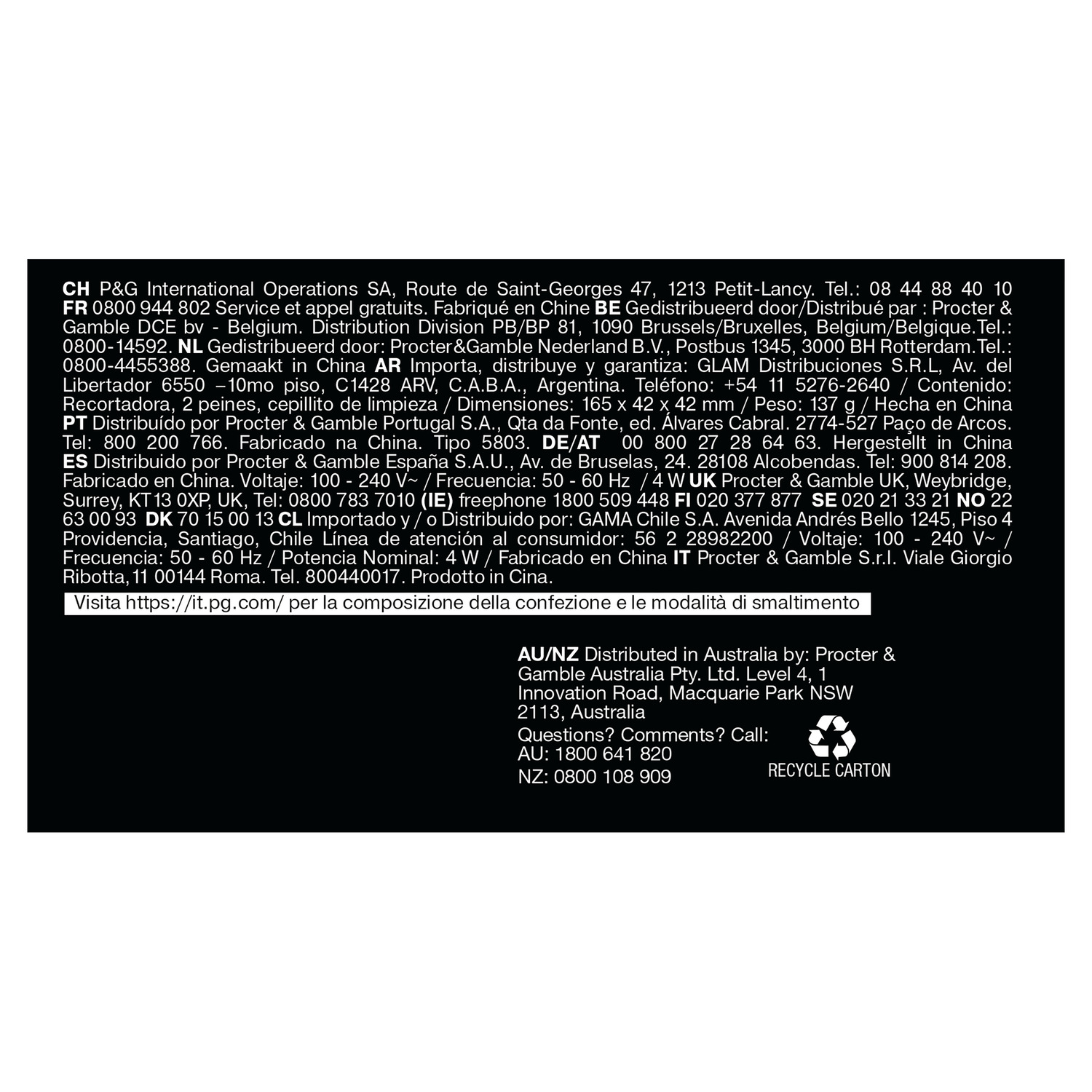 Text with company details and contact information on a white background.