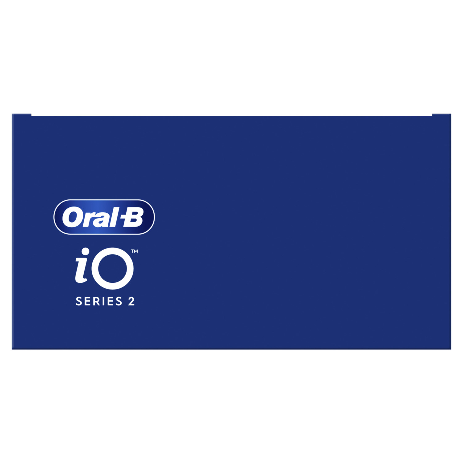 Boîte bleue de la brosse à dents électrique Oral-B iO Series 2 avec le logo de la marque.