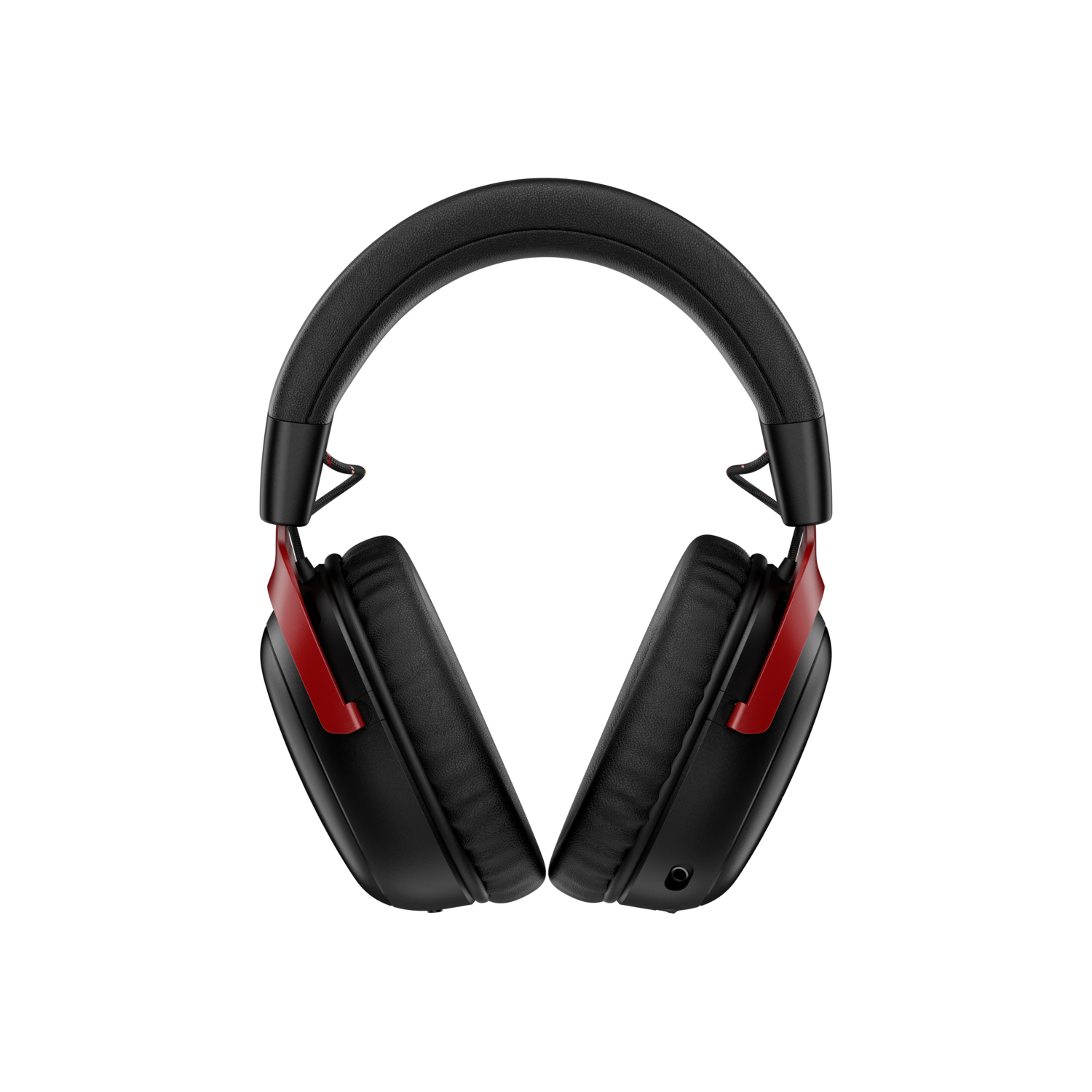 Black and red headset, earcups facing forward.