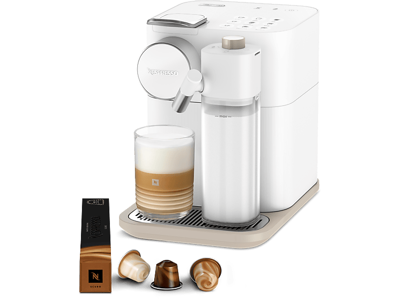DELONGHI Nespresso Gran Lattissima EN640.W, 6 Milchrezepte, elegantes Design, schnelle Aufheizzeit, einfache Bedienung, Kapselmaschine Weiß