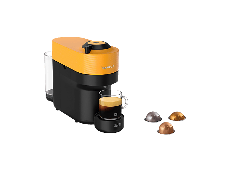 DELONGHI Nespresso Vertuo Pop ENV90.Y, 4 Tassengrößen, platzsparendes Design, einfache Bedienung, Kapselmaschine Gelb