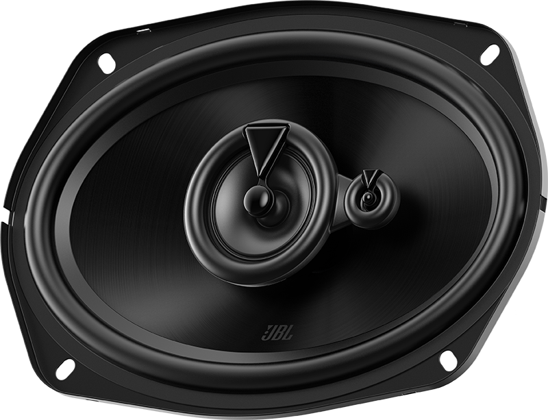 Haut-parleur JBL ovale noir avec deux haut-parleurs et le logo JBL.