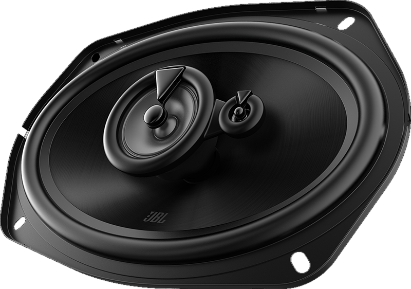 Haut-parleur JBL ovale noir avec deux haut-parleurs et le logo JBL.