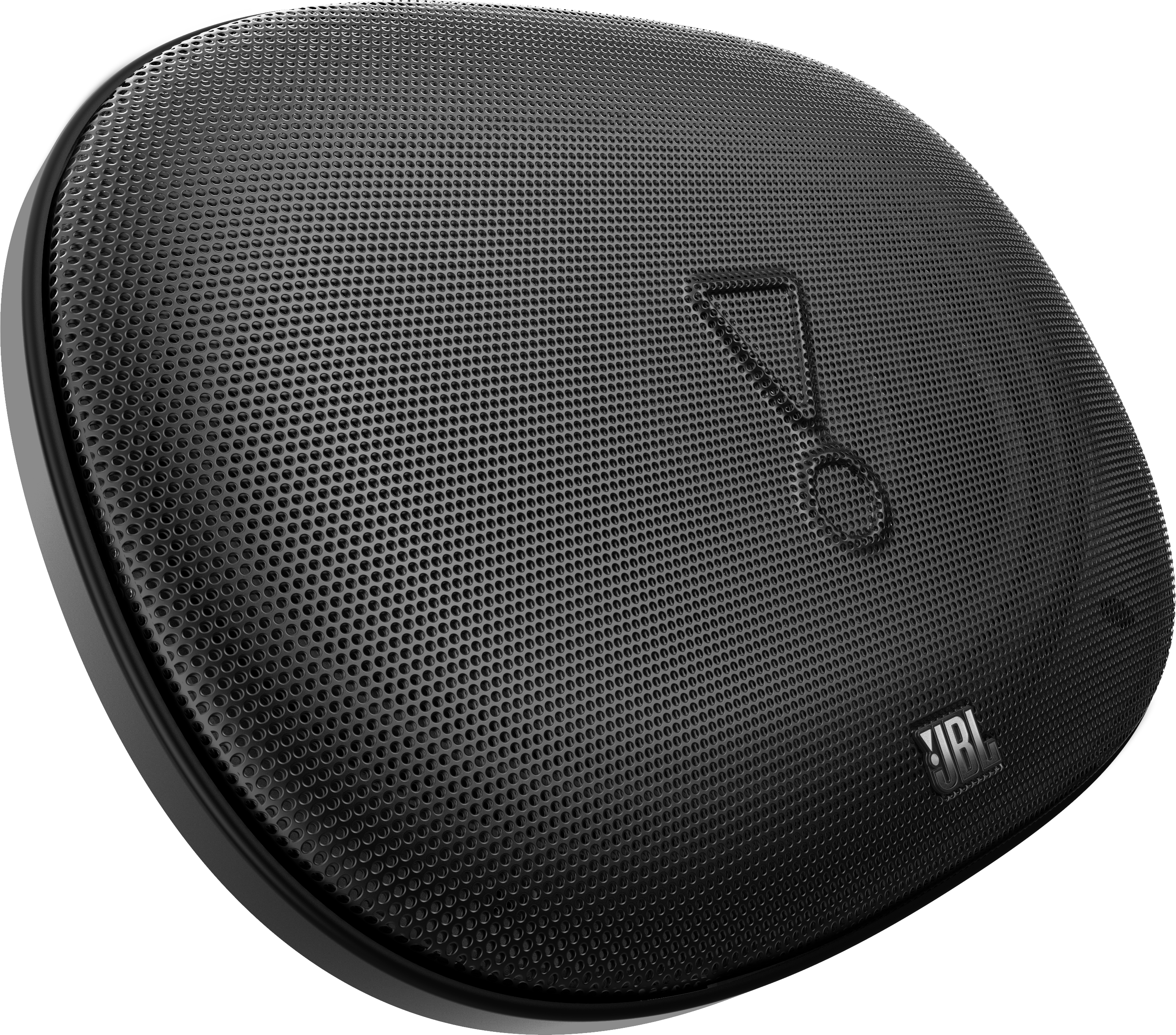 Haut-parleur JBL ovale noir avec une grille métallique et le logo JBL.
