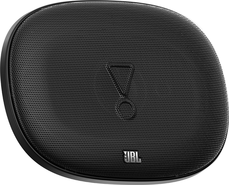 Haut-parleur JBL ovale noir avec une grille métallique et le logo JBL.
