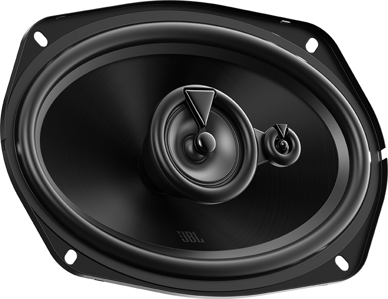 Haut-parleur JBL ovale noir avec deux haut-parleurs et le logo JBL.