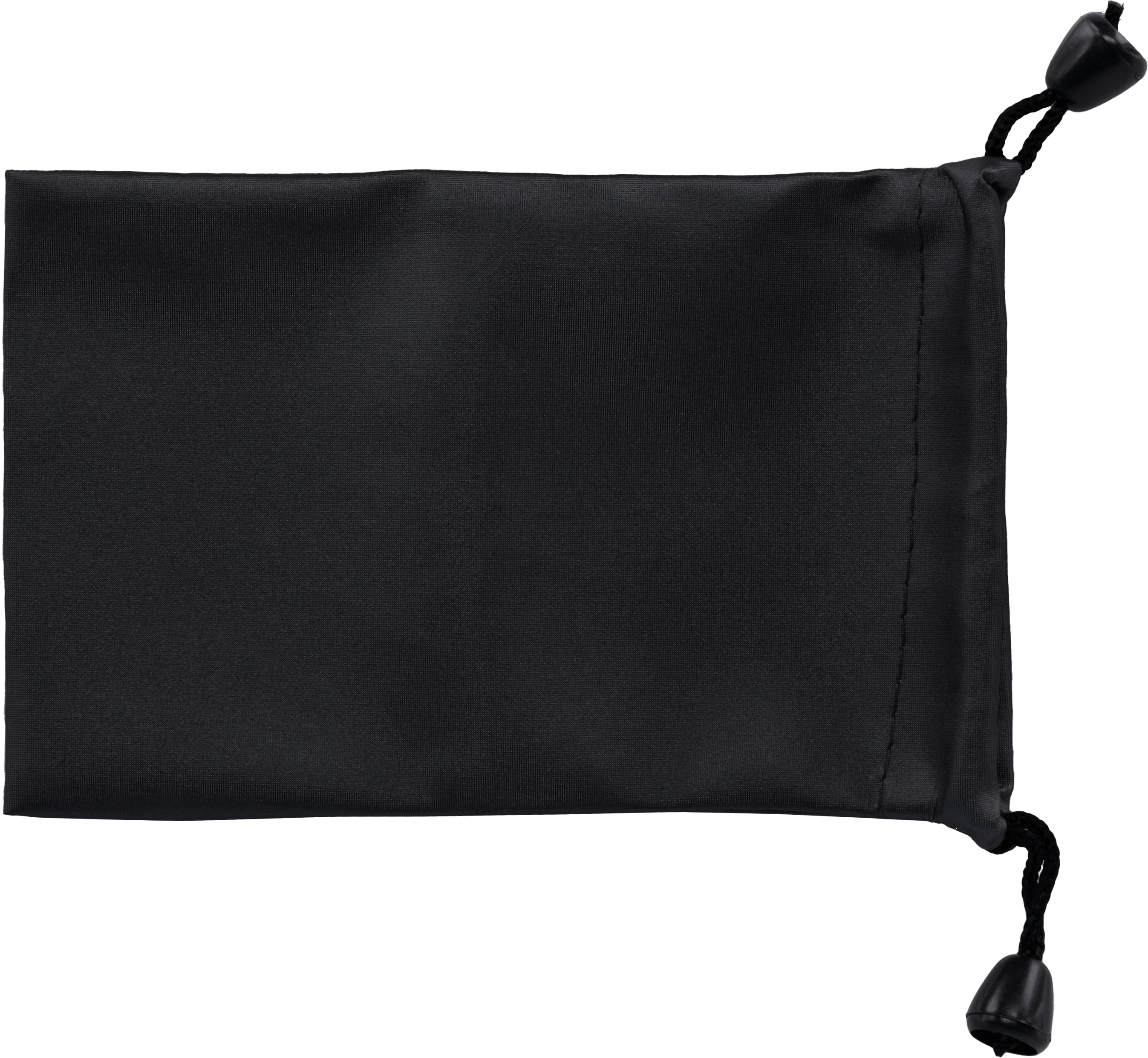 Sac noir à cordon sur fond noir.
