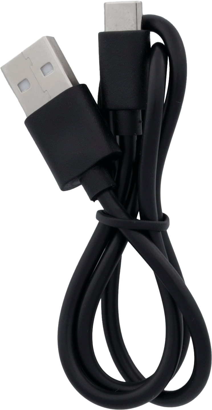 Câble USB noir avec connecteurs USB et USB-C.