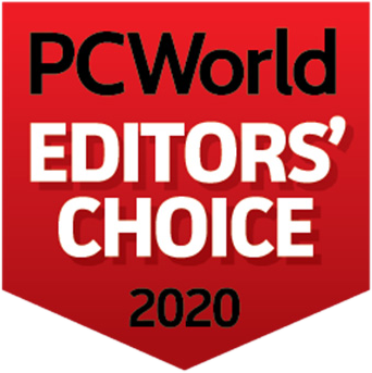 Badge PCWorld Editors' Choice 2020 rosso e bianco.