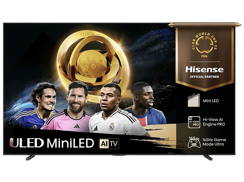 Telewizor ULED Mini LED HISENSE 100U7Q 100" 4K 165Hz VIDAA Smart OS Hi-View AI Engine Pro Czarny