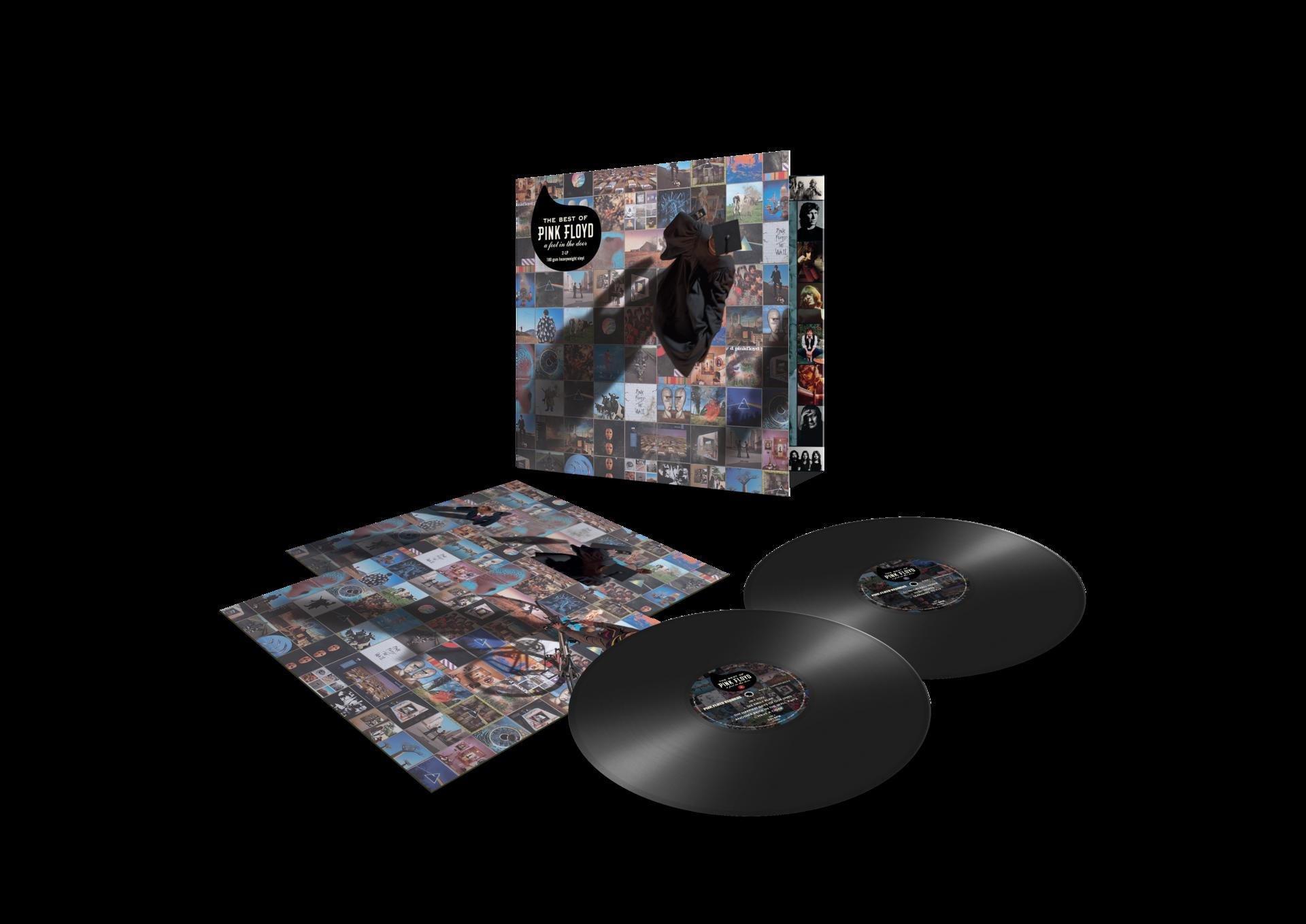 Pink Floyd-album, vinylplaten, albumhoes. Zwarte achtergrond.