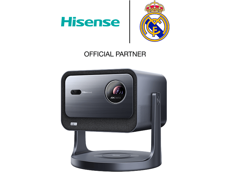 Mini proyector - Hisense C2, Láser Tricolor, Dolby Vision, IA Upscaling, Hasta 300", Gris metalizado
