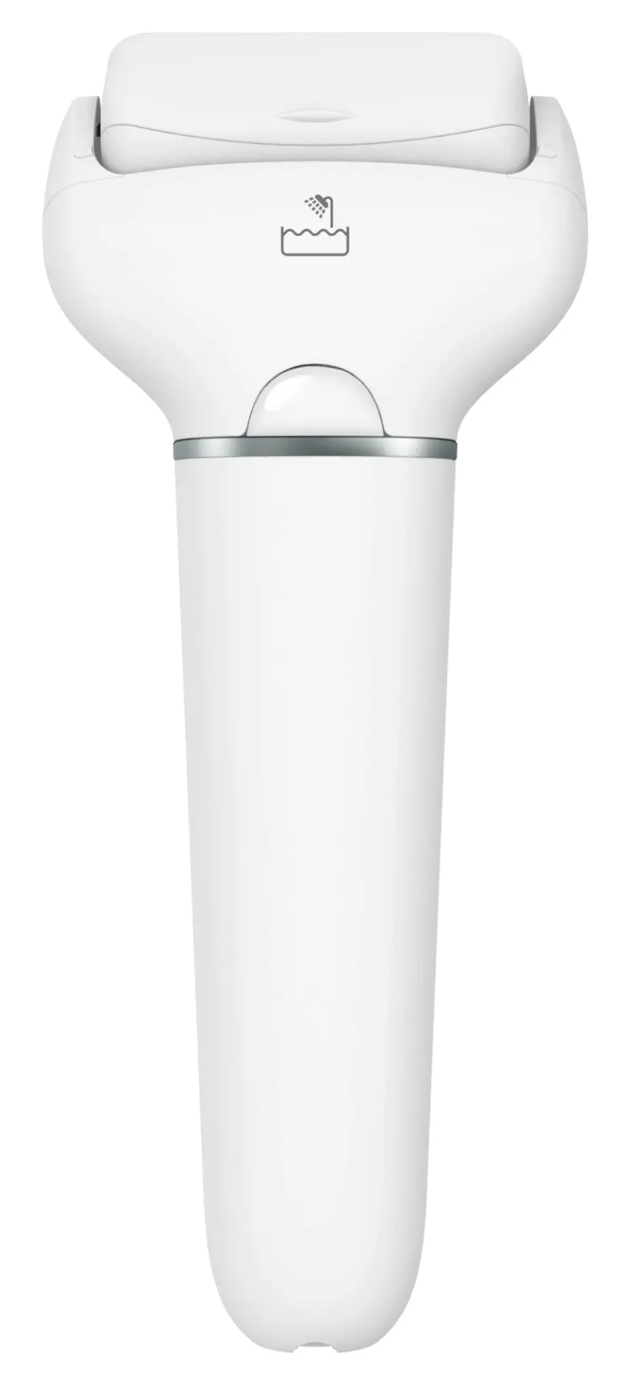 Biało-miętowa golarka elektryczna, widok z boku.