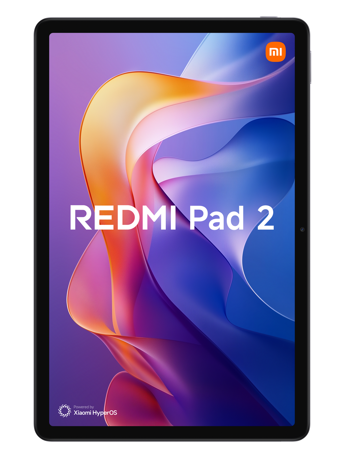 Una tableta Redmi Pad 2 con fondo morado y azul.