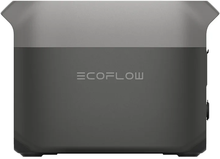 Felülnézet a szürke EcoFlow erőműről, EcoFlow logóval.