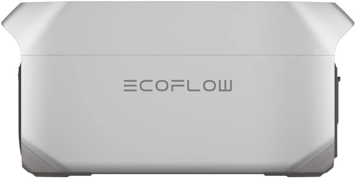 Egy fehér hordozható erőmű, szürke betűkkel az ECOFLOW márkával.