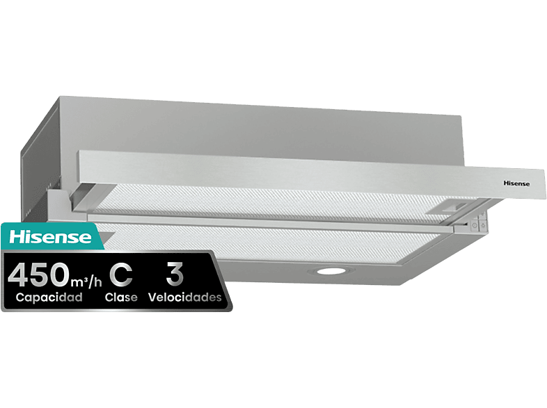 Hisense CH6TL4BX, 3 Velocidades, 450 m³/h, 60 cm, Inox