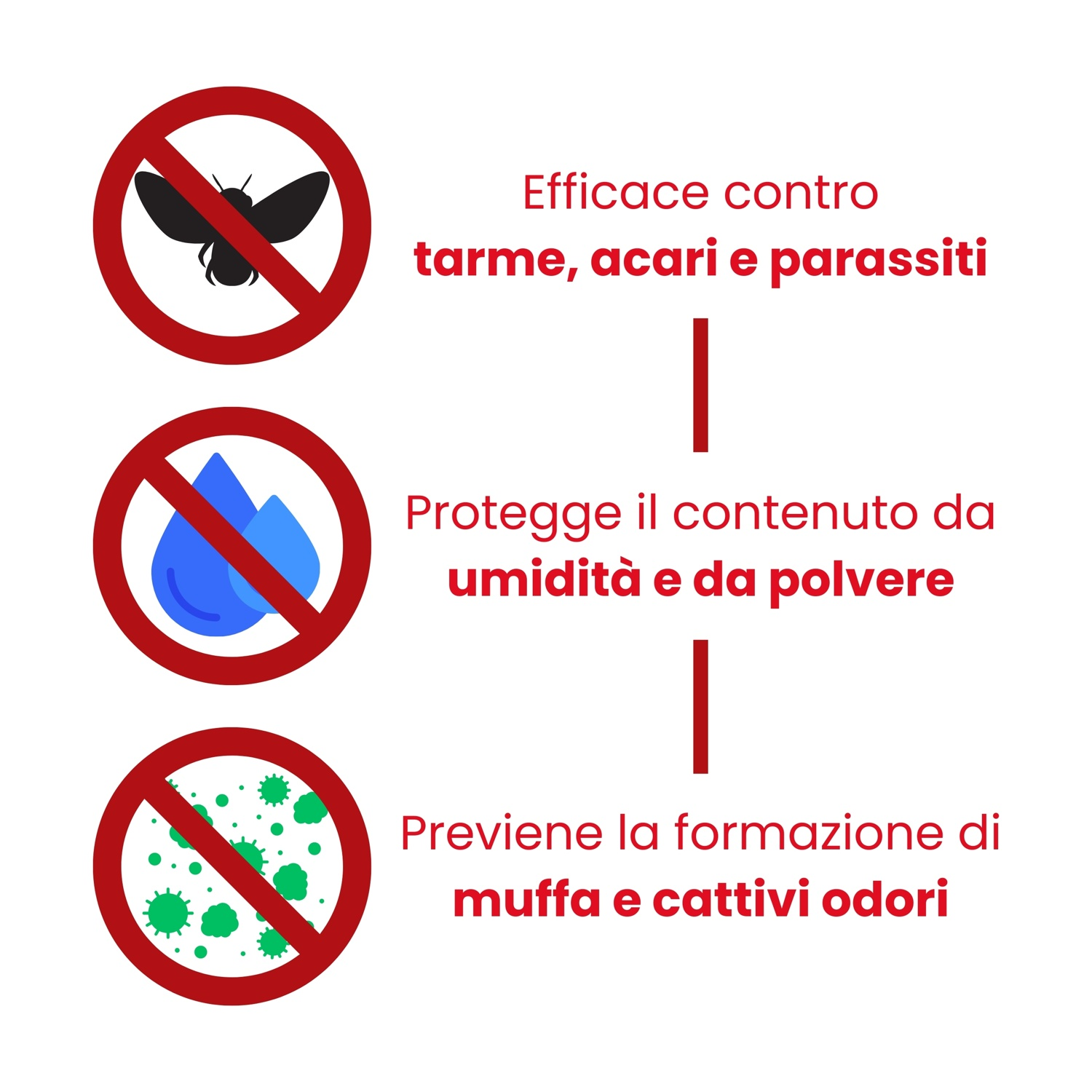 Icone sui sacchetti sottovuoto, sfondo bianco.
