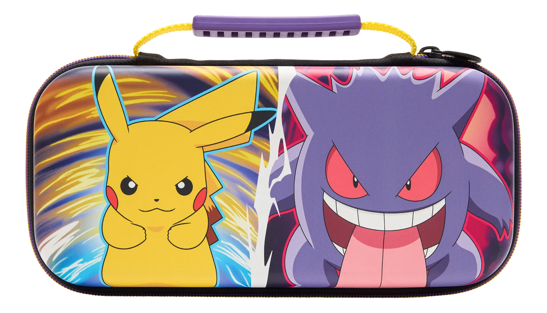 Geschlossene Hülle mit Pikachu und Gengar auf der Vorderseite.