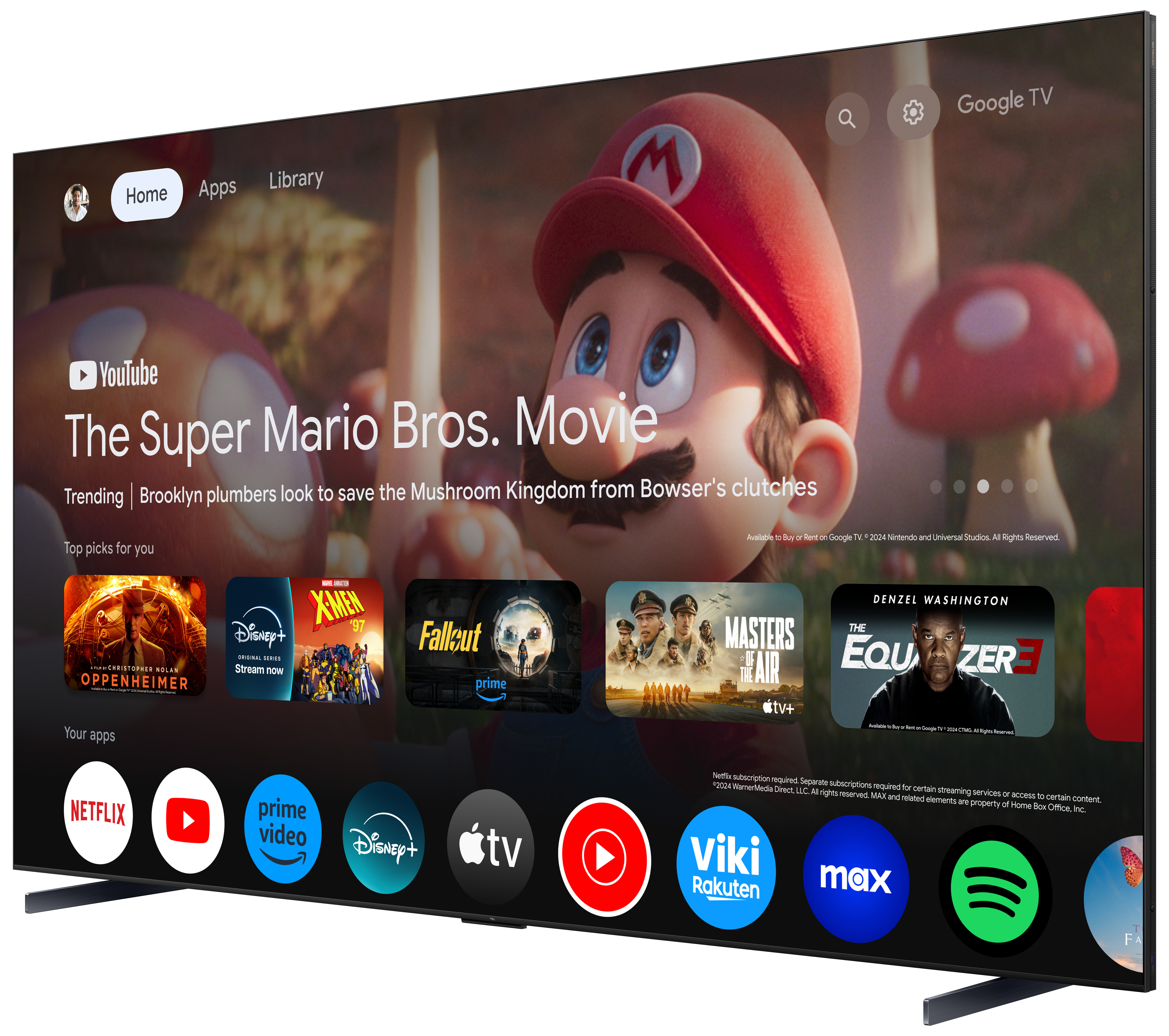 Une vue arrière d'un téléviseur TCL noir, montrant le panneau arrière et le support.