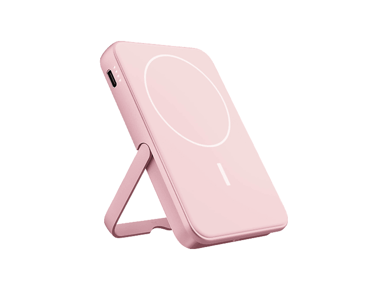 FRESH N REBEL Wireless Magnetic Powerbank, MagSafe-kompatibel, PD 20W Schnellladung, tragbar, Powerbank 5000 mAh Pastellpink