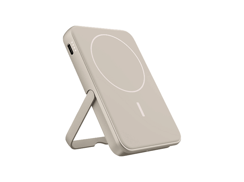 FRESH N REBEL Wireless Magnetic Powerbank, MagSafe-kompatibel, PD 20W Schnellladung, tragbar, Powerbank 5000 mAh Silky Sand