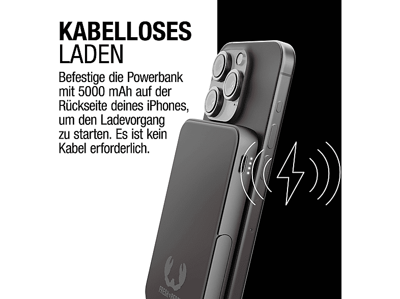 Thumbnail - FRESH N REBEL Wireless Magnetic Powerbank, MagSafe-kompatibel, PD 20W Schnellladung, tragbar, Powerbank 5000 mAh Grau