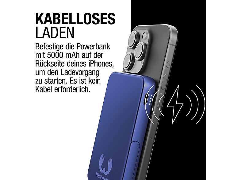 Thumbnail - FRESH N REBEL Wireless Magnetic Powerbank, MagSafe-kompatibel, PD 20W Schnellladung, tragbar, Powerbank 5000 mAh Blau
