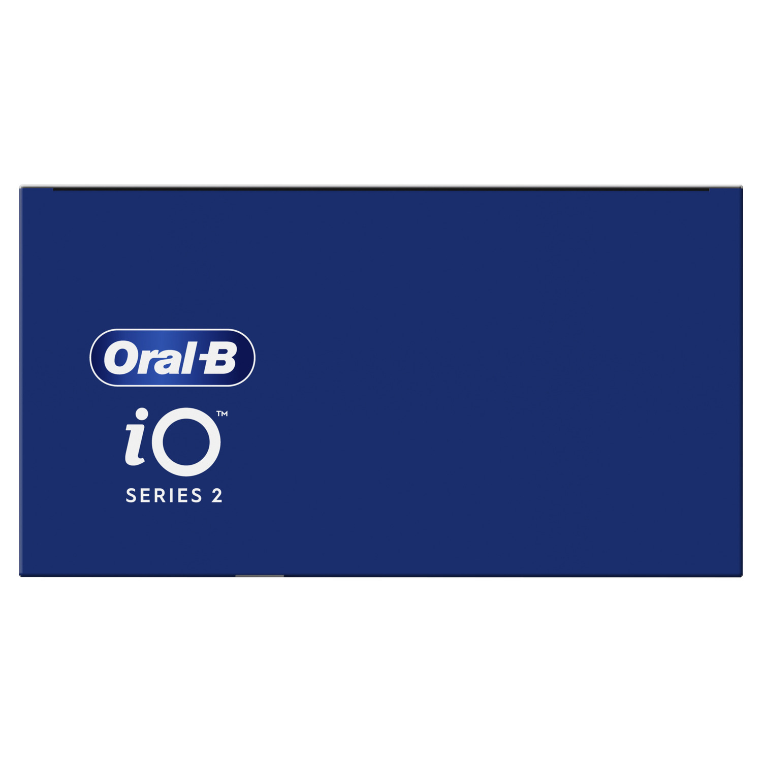 Blue box with the Oral-B logo and iO series 2 text. Simple and clean product packaging.