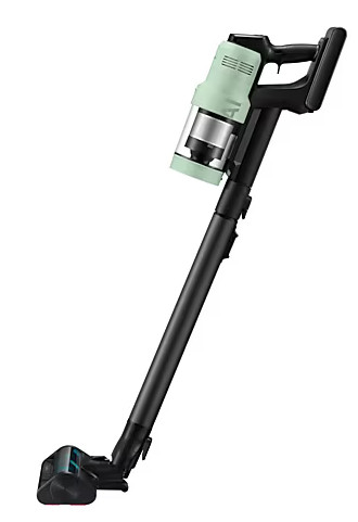 Odkurzacz miętowy, widok pod kątem, białe tło.