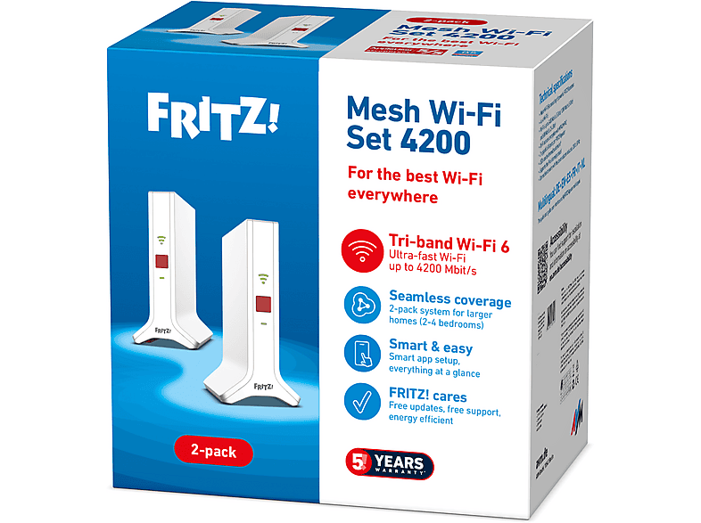 AVM FRITZ!Mesh Wi-Fi Set 4200, 2er Pack, Gigabit-LAN, Weiß; WLAN Repeater — Foto 5 von 5