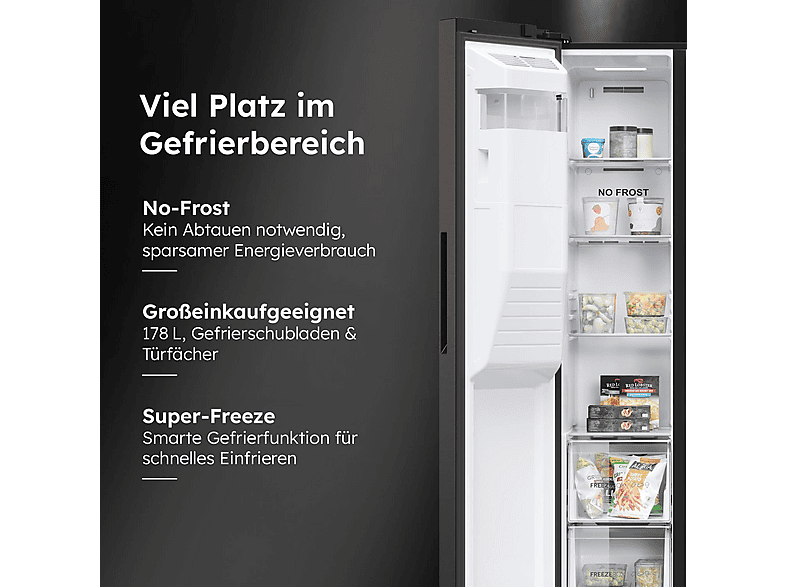 HAIER HSR5918DIPB SBS 90 SERIE 5 Side-by-Side (511 l, D, 1775 mm hoch, Schwarz Matt)