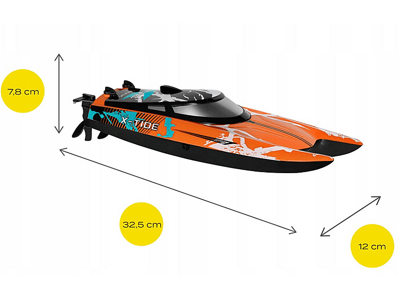 Łódź zdalnie sterowana OVERMAX X-Tide Pomarańczowy – zdjęcie 2