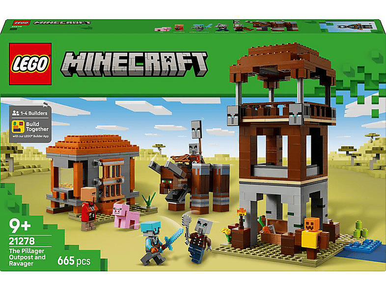 LEGO Minecraft 21278 Ein Verwüster am Plünderer-Außenposten Bausatz, Mehrfarbig