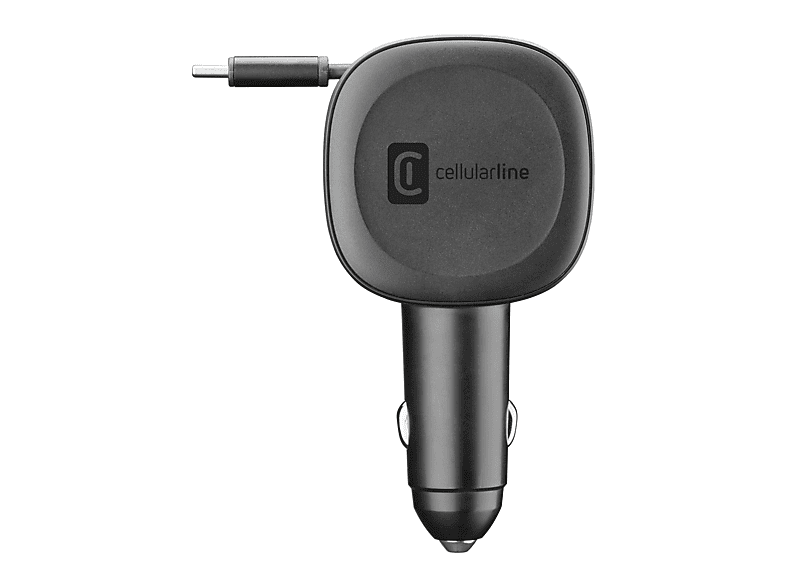 Cellular Line Retractable Power KFZ-Lader, USB Type-C/USB Type-A, 60W, Schwarz; KFZ-Ladegerät — Foto 3 von 5
