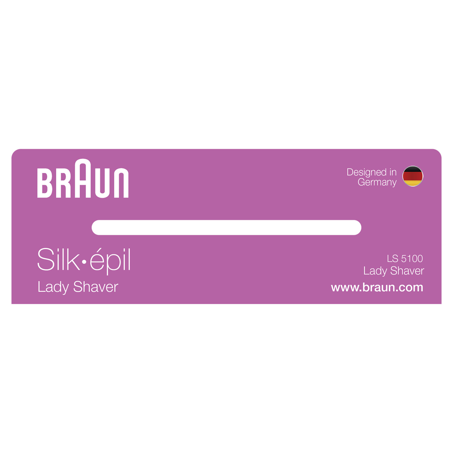A pink box with the Braun logo and text, 