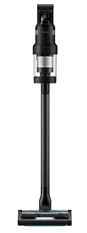 Czarny odkurzacz bezprzewodowy na białym tle.