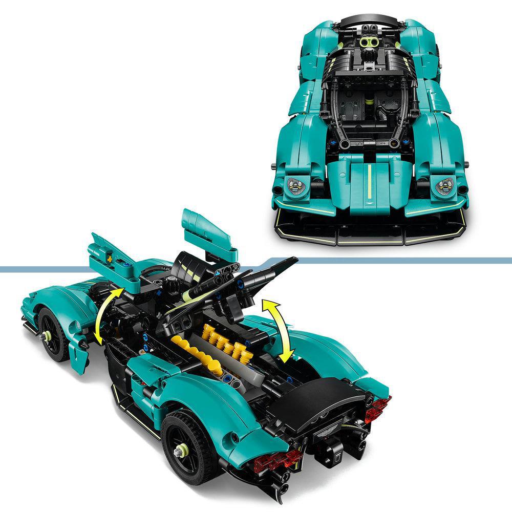 Lego Aston Martin Valkyrie Modellauto, Draufsicht und Rückansicht, Teal.
