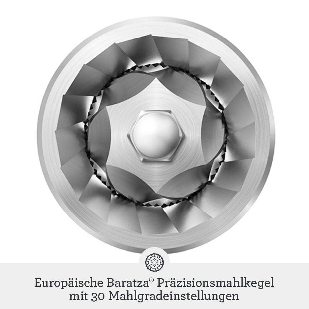 Metallischer Kegelmahlwerk mit scharfen Klingen und Schraube in der Mitte.