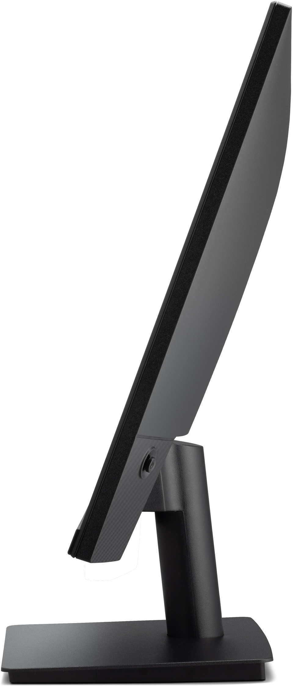 Fekete ViewSonic monitor, hátulnézet. Állvány, portok és logó látható. Négyzet a rögzítéshez.