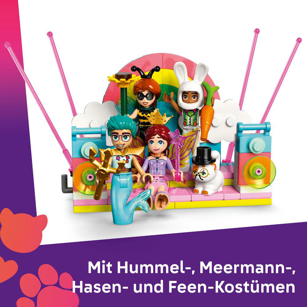LEGO Friends Set mit verschiedenen Figuren und Zubehör.