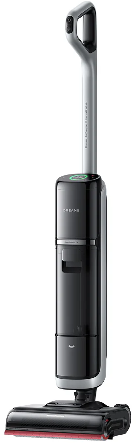 Ein schwarz-grauer Staubsauger mit Digitalanzeige, die einen Prozentsatz anzeigt.