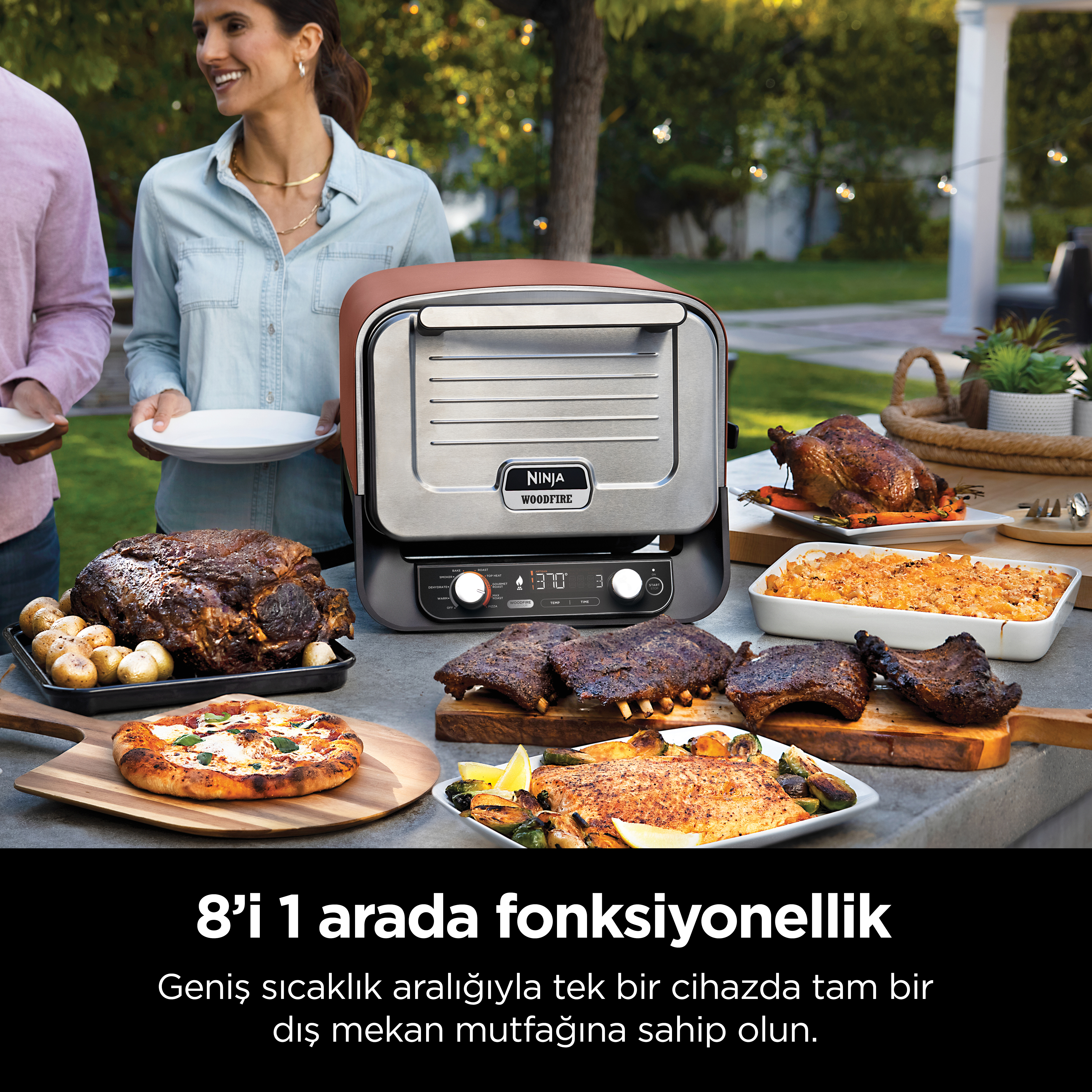 NINJA Woodfire Elektrikli Outdoor Fırın Artisan Pizza Maker ve BBQ