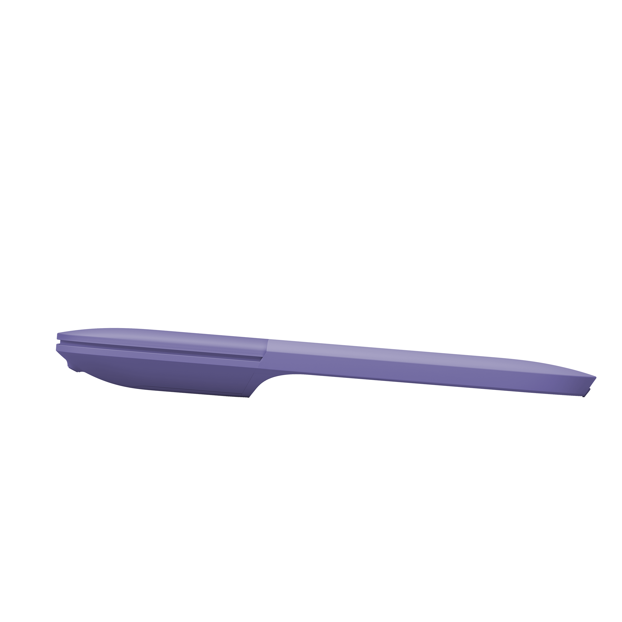 Un lápiz óptico morado, visto desde arriba. El fondo es negro liso.