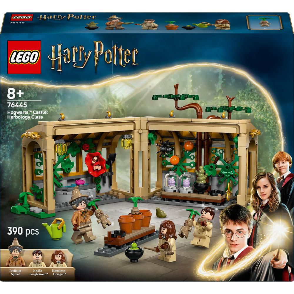 LEGO Harry Potter Set-Box und Modell: Hogwarts Kräuterkunde mit Figuren.