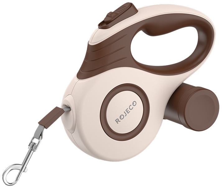 ROJECO A12 5M automata behúzható kutyapóráz, 5 méter, barna