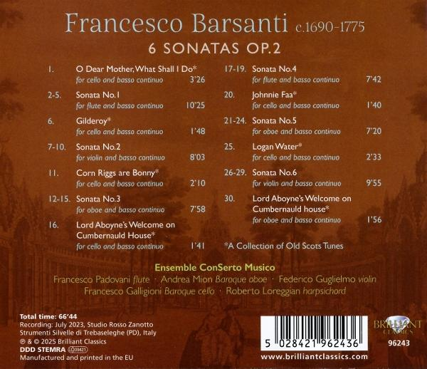 Francesco Barsanti Albumcover mit Titelliste und klassischem Gemäldehintergrund.