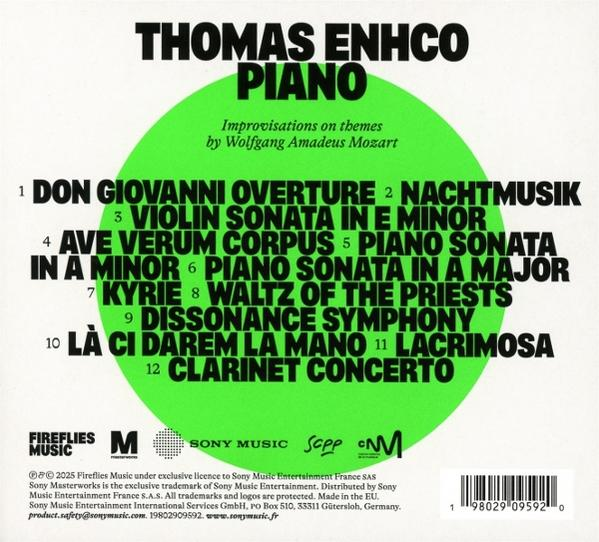 Thomas Enhco Piano Albumcover mit grünem Kreis. Titelliste ist auf dem Album sichtbar.