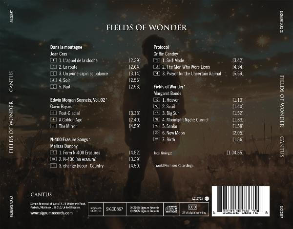 Album-Rückseite: Titelliste, Männersilhouette im Feld.