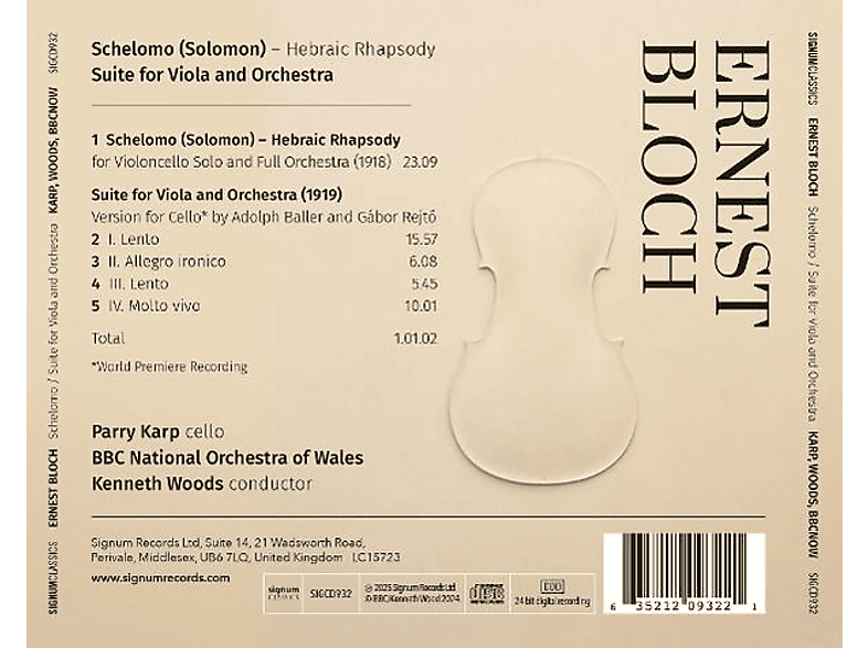 Thumbnail - Parry Karp - Schelomo (Hebräische Rhapsody) Suite (CD)